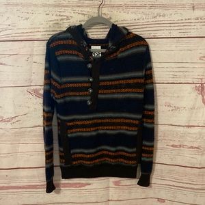 NSF wool/mohair blend henley-style hoodie